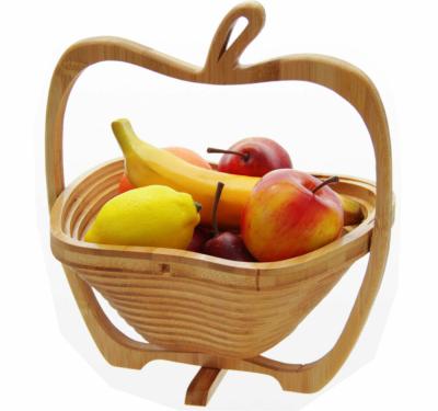 China Sustainable Bread Basket Logo Custom Household Shelf Bowl Cheap Round Apple Stenciling Wooden Fruit Basket With Handles for sale