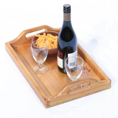 China Eco-Friendly Personalized Cheap Wood Serving Tray Home Wooden Trays With &Ahome 2+Restaurant Tray Set Handle for sale