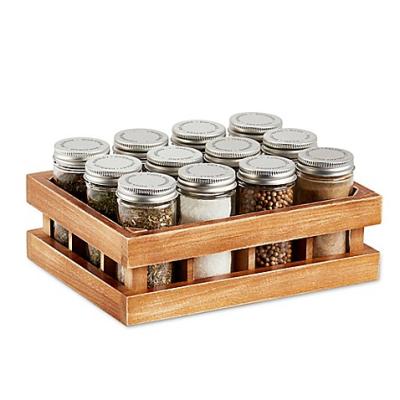 China Sustainable Household Kitchen Tableware Vintage Spice Rack Wooden And Bamboo Spice Rack Kitchen Spice Organizer for sale