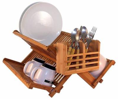 China Sustainable Wooden Dish Rack Dish Rack Collapsible Compact Dish Drying Rack Bamboo Dish Drainer for sale