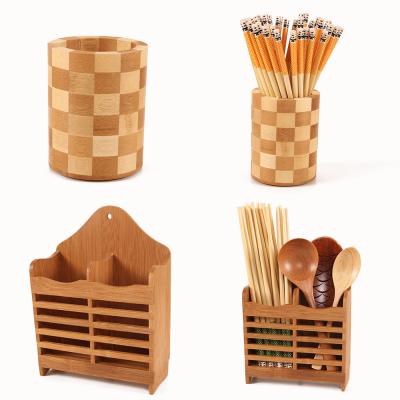 China Sustainable Wooden Organizer Kitchenware Kitchen Storage Box Fork Holder Spoon Rack Draining Chopsticks For Dishwashing for sale