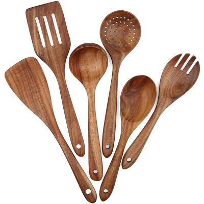 China Sustainable Wooden Spoons For Cooking Wooden Kitchen Utensils Set Wooden Kitchen Utensil Set For Non Stick Cookware for sale