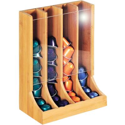 China Eco-Friendly Kitchen Decorative Storage Craft Wholesele Tea Bag Box Solid Wood Bamboo Coffee Pod Storage for sale