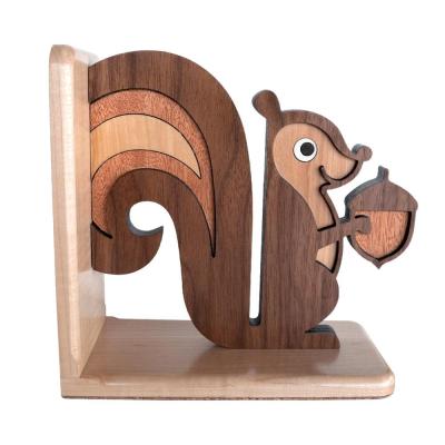 China Large Custom Wholesale Eco-Friendly Logo Luxury Thick Rustic Walnut Wooden Bookend for sale