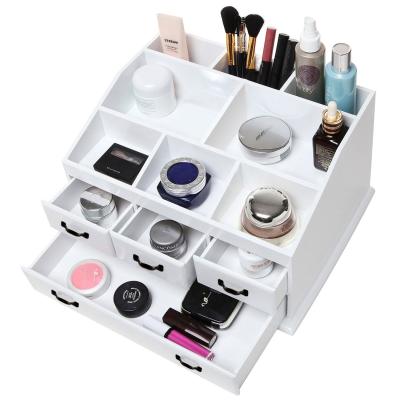 China Eco-friendly Cheap Dust Proof Multi Grid Round 360 Rotating Makeup Organizer Cosmetic Storage Box for sale