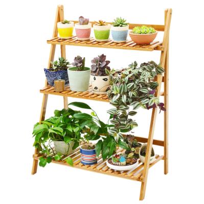 China Modern 6 Tier Bamboo Plant Stand Rack Multi Wooden Shelves Bonsai Flower Display Stand for sale