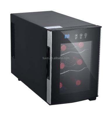 China Touch Screen Temp.Control & LED Display Wholesales Wine Refrigerator , Thermoelectric No Noise Mini Wine Refrigerators for Hotel Glass Door and Black Box Single Zone JC-16CRLW for sale