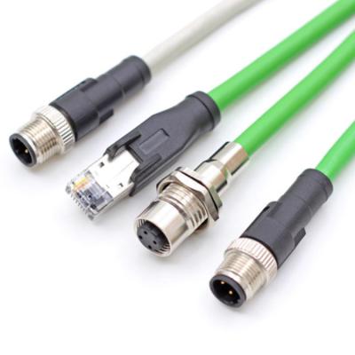 China High Quality M12 Connector 100Mbps M12 Male 4pin D Code Automotive Ethernet to RJ45 Cable Connector with waterbroof PI67 for sale