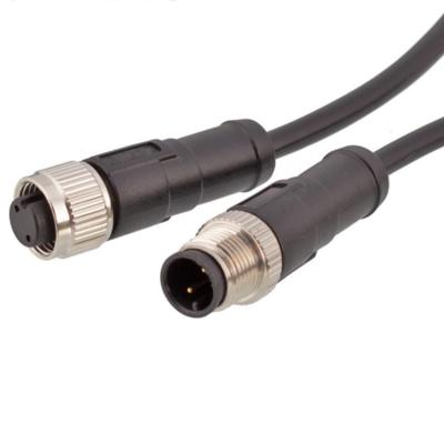 China PI67 Automotive Waterproof Ethernet Male To Female Cable M12 A Code 8pin Industrial Connector for sale