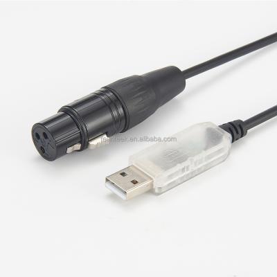 China Free Driver FTDI USB To DMX Serial Controller DMX512 XLR 3 Pin Female RS485 Cable Stage Lighting Hardware Molded Cable for sale