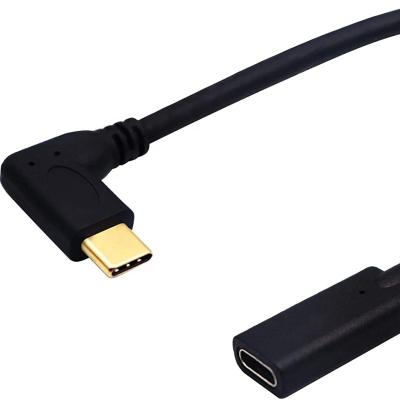 China Type C 3.1 Free Extension Cable Conductor 90 Degree USB 3.1 Type C Male to GEN 2 (3A) Female Connector Supplement Cable, supports charging, data, for sale