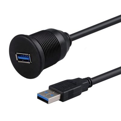 China Video Game Player USB 3.0 Male to AUX Extension Cable. Flush Panel Mount Female For Car Truck Boat Motorcycle Dashboard 3ft for sale