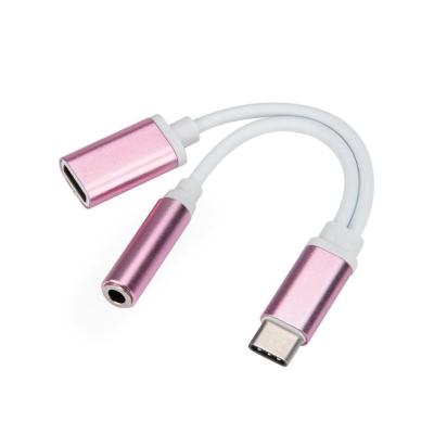 China Free Driver 2 in 1 USB C C Male Audio Cable to 3.5mm Female Audio Splitter Cable Jack Headset Earphone Adapter Wire Y for sale