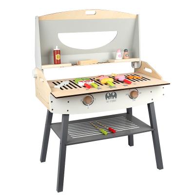 China Pretend Toy Barbecue Food Pretend Playing Scene Kitchen Toy Set Wooden Simulation Play Barbecue Set Great Toys For Kids And Girls for sale