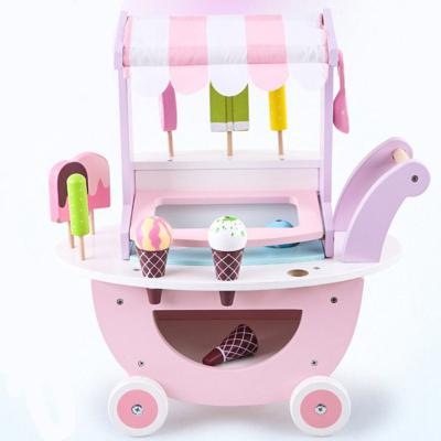 China Girls Preschool Sets Toys Pink Mini Ice Cream Selling Stand Children's Room Simulation Ice Cream Truck Girl Shopping Cart Toy for sale