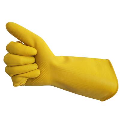 China Breathable High Quality Yellow Thickened Beef Tendon Acid And Alkali Resistant Gloves For Household for sale