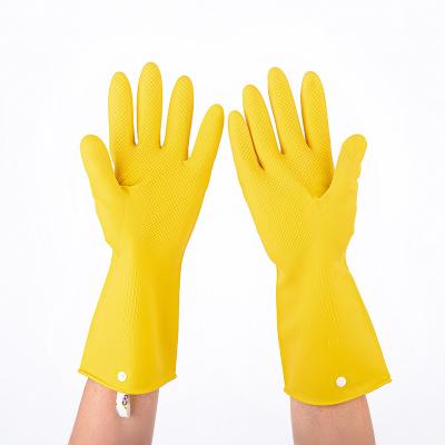 China Factoey Abrasion Proof Price Chemical Resistance Waterproof Powder Free Yellow Rubber Gloves For Household for sale