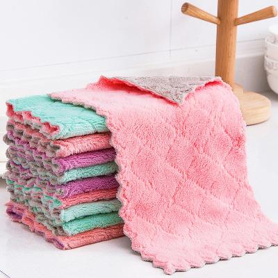 China Hotsale 2022 Viable Dry and Wet Household Cleaner Microfiber Coral Fleece Cloth for Kitchen/Hotel for sale