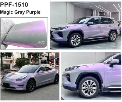 China 1.52X16m Magic Gray Purple Color Paint Protection Film Self Adhesive PPF Color Wrap Film for sale