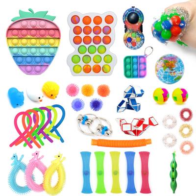 China Custom Family Game JYTZ0075 2021 30/25 pcs fidgety person toys sets pack package box stress balls push pops fidgety person sensory toys set for kids for sale