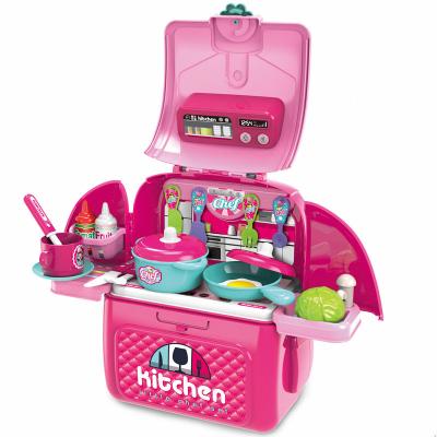 China DIY TOY Small Miniature House Accessories Kitchen Toys Set Portable Diy Mini Plastic Cooking Suitcase Play Kitchen Toys For Kids Girl for sale