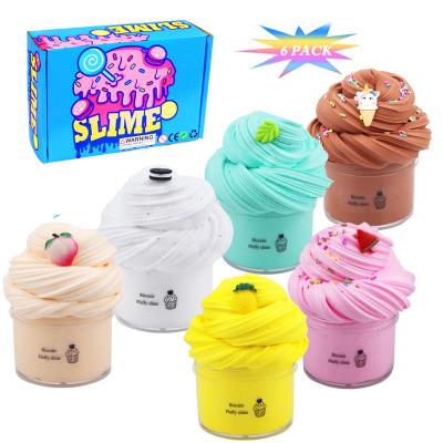 China DIY OPEN 6 Packs 9 Packs Butter Fluffy Slime Kit With Slime Slime Set Food Cotton Candy Cloud Charms for sale