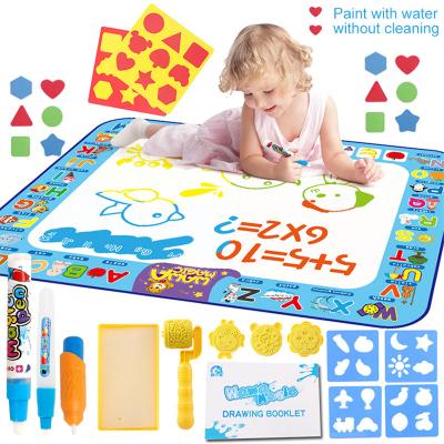 China PVC+woven fabric 100*75cm kids water painting canvas color writing magic graffiti blanket customized magic water drawing mat for sale