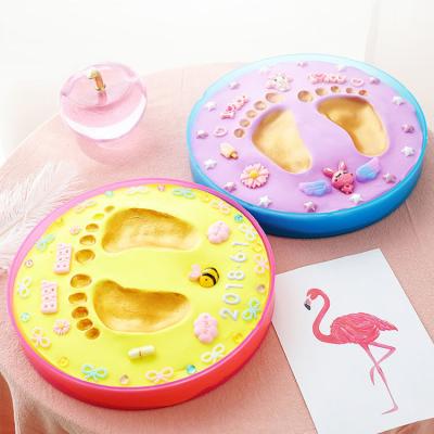 China Educational Air Clay Baby Handprint DIY Toy Set Newborn Infants Photo Frame Dry Footprint for sale