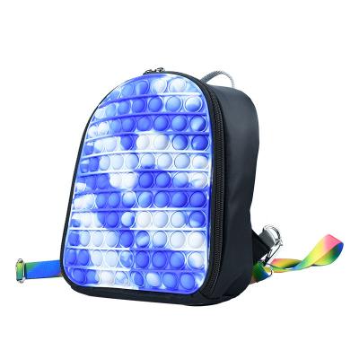 China Relieve Stress Anxiety TOYSRUNNER Middle Kids Bubble Purse Backpack Real Silicone Noise Popit Schoolbags Rainbow Buster Backpack for sale