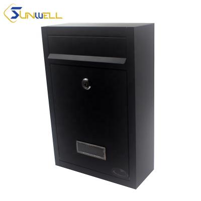 China Traditional Wall Mounted Rectangle Black Powder Coated Mailbox for sale