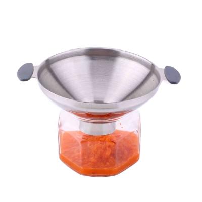 China Sustainable Stainless Steel Jam Jar Funnel With Handle Wide-Mouth Kitchen Canning Funnel for sale