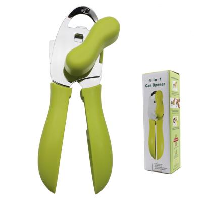 China 4 in 1 Cordless Tin Opener Manual Can Openers Stainless Steel Can Openers with Soft Edge Lids for sale