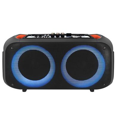 China Flashing Light LED Dual 6.5 Inch Portable Professional BT DJ Sound Box Speaker Box Subwoofer Work Active Speaker for sale