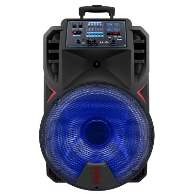 China Super Trolley Wireless 15 LED Flashing Light Colorful Light BT Inch ABS Tooth Blue Super Tooth DJ Soundbox Tweeter Speaker for sale