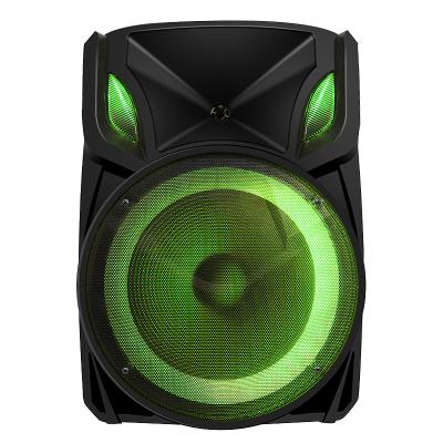 China Wireless Charger For Mobile Phone Big Bass Karaoke Outdoor 15 Inch Trolley Rechargeable Speaker With LED Light for sale