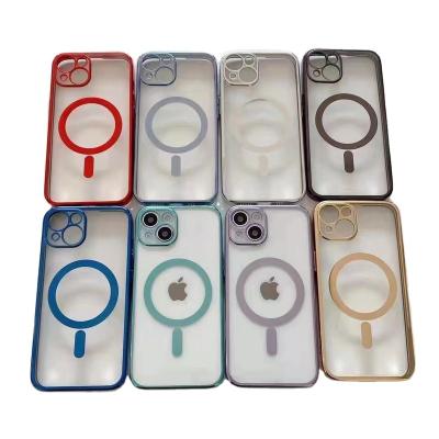 China New Shockproof Transparent Radio Phone Case Chrome TPU Filling Magnetic Case For iPhone 11 12 13 pro Max Case for sale