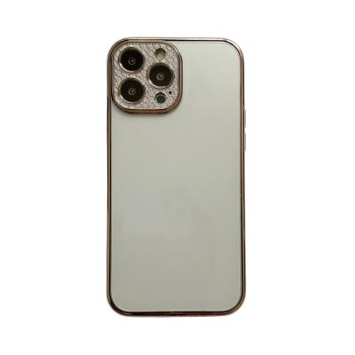 China New Chrome TPU Shockproof Camera Case Protective Case With Rhinestone For iPhone 11 12 13 Pro Max Case for sale