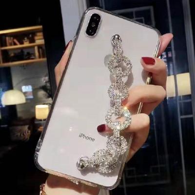 China Shiny Shockproof 3D Crystal Diamond Wrist Strap Cell Phone Case For Iphone X XS/XR/XS MAX Case for sale