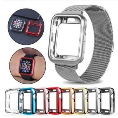 China For Apple Watch Series Cover Device Case Super Slim Soft TPU Plated Bumper Protector Cover Glossy Watch Case for sale