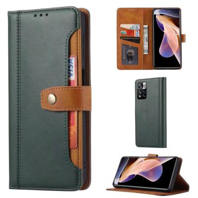 China New Calfskin Shockproof Foldable Leather Case Multi Card-Slot Wallet Case For Redmi Note11Pro 4G/5G for sale