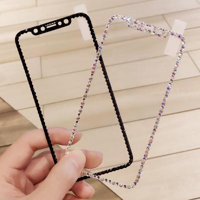 China Luxury Sparkle Diamond Phone Screen Protector 3D Bling Mobile Phone For iphone 7 8 11 12 13 Tempered Glass Screen Protector for sale