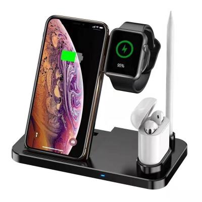 China Smart Watch 4 in 1 Fast Charger 15W Wireless Charger Compatible for Cell Phone Case/Earphone/Smart Watch for sale