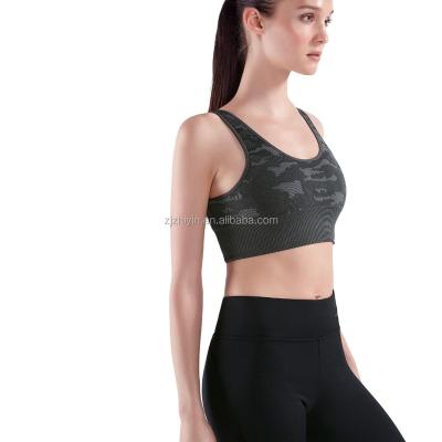 China Antibacterial Fitness Yoga Ladies Tight Running Shockproof Sports Camouflage Bra for sale