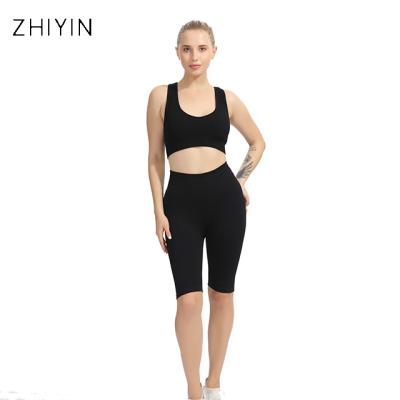 China Factory Custom 2 Pcs Women Tracksuit QUICK DRY Yoga Sets Fitness Sports Suits Gym Clothes Female Running Shorts Legging And Yoga Top for sale