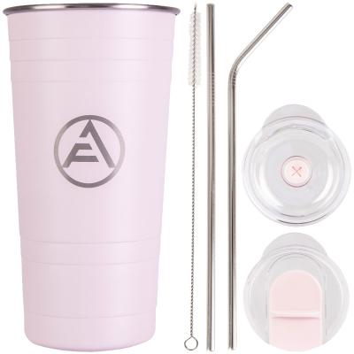 China Stock Viable in USA: 16oz Sippy Cup Double Wall Stainless Steel Tumbler Coffee Mug with Lid and Straw for sale