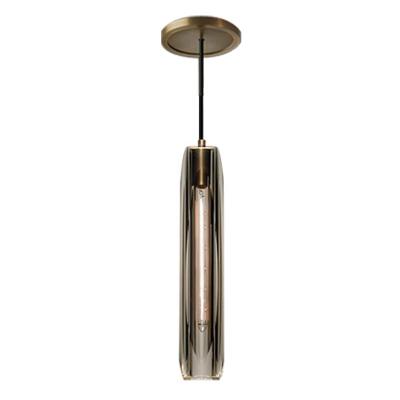 China Post Modern Brass Shade Serrated Cut Glass Pendant Lamp for sale