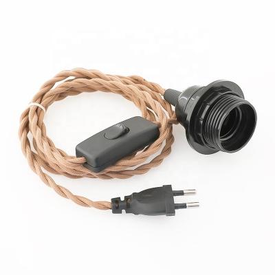 China EU Plug Power Cord Overhead Colorful Power Cord With Switch Lamp Cordset for sale