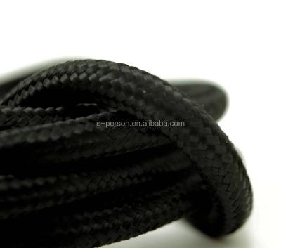 China Overhead 18/2 Round Black Cotton Coated Wire Antique Vintage Style Cloth Electrical Cord for sale