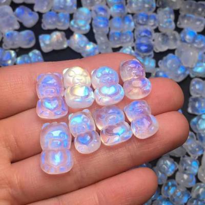 China Wholesale Natural China Crystal Small Bear Carvings Blue Moonstone Bear Statuette For Gifts for sale