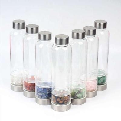 China High Quality Glass Cup China Borosilicate Healing Natural Gemstone Crystal Water Bottle for sale